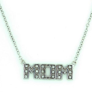 Hermosas damas 14K oro blanco diamante MOM colgante collar 0.15ctw