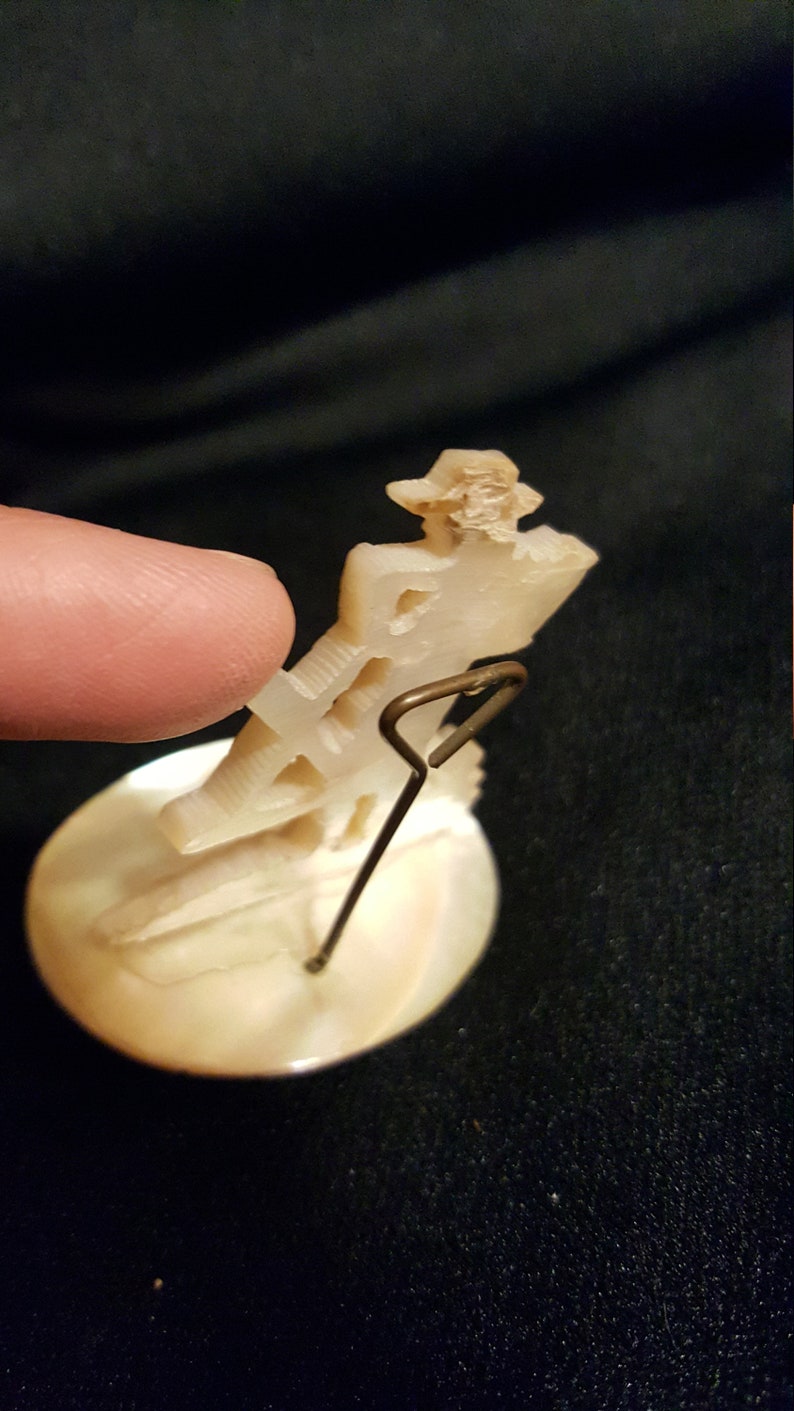 Mother of Pearl place card holders Vintage hand carved Etsy