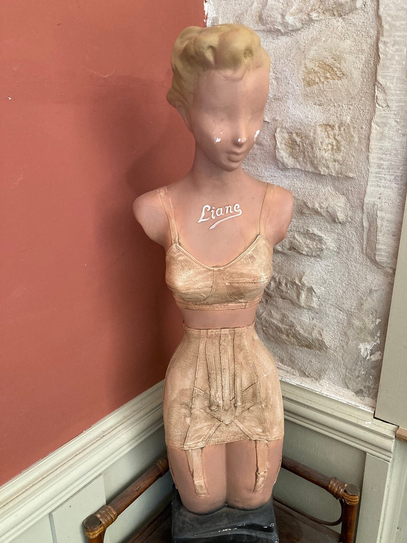 Vintage Corsetry Shop Display Mannequin, 1930s French Store Wind Vintage Corsetry Shop Display Mannequin, 1930s French Store Wind