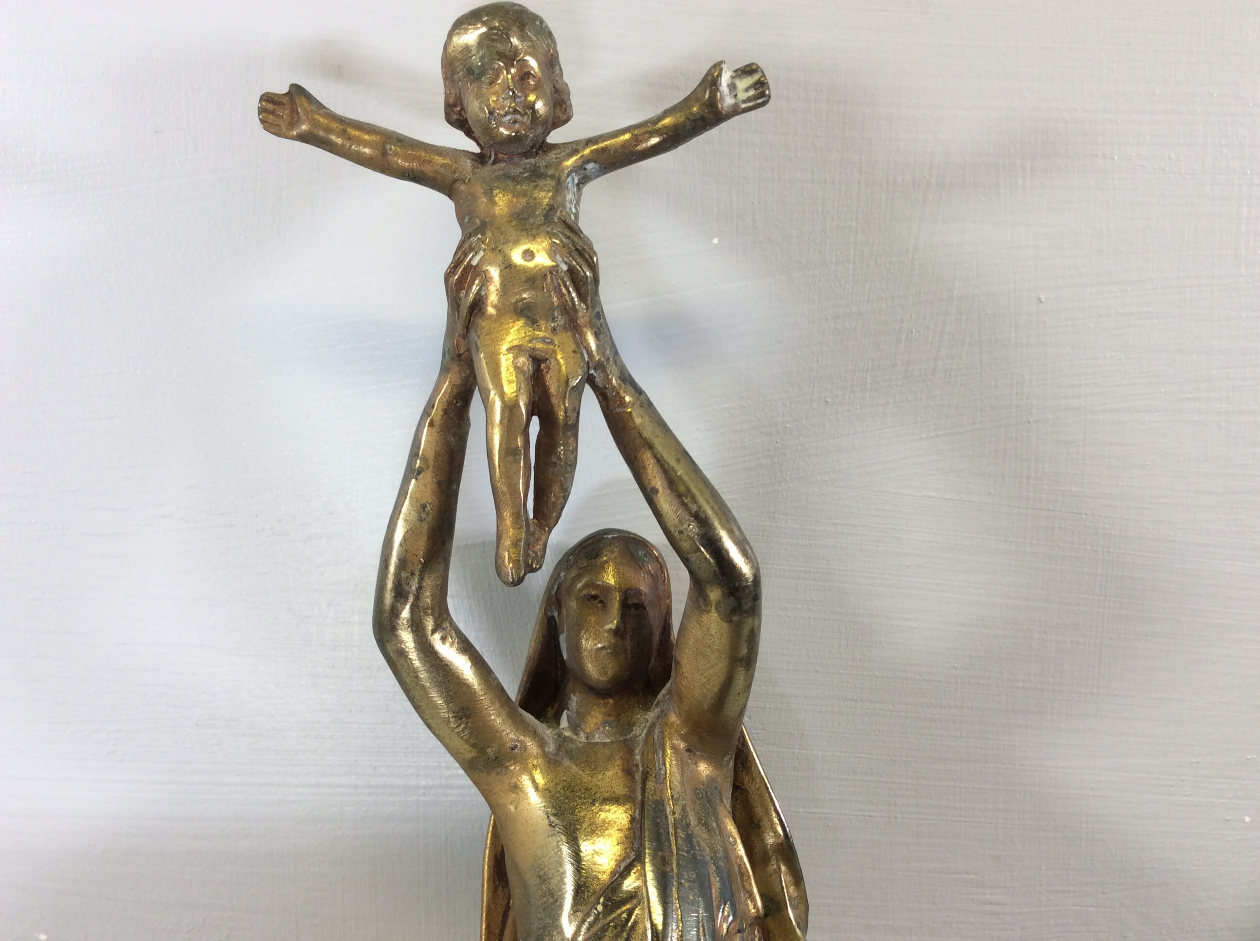 Virgin Of Albert de Albert Roze | 1861 - 1952, Bronze Religious Statue Virgin With Child