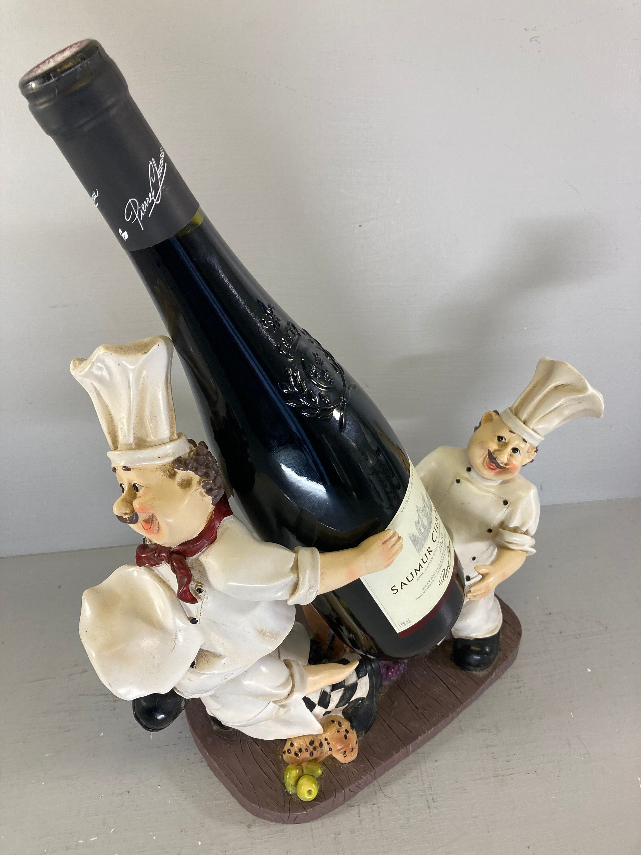 Vintage Resin Chef/Baker Wine Holding Statue, Bakers Display, Cook Restaurant Display, Pub Decor, Ca