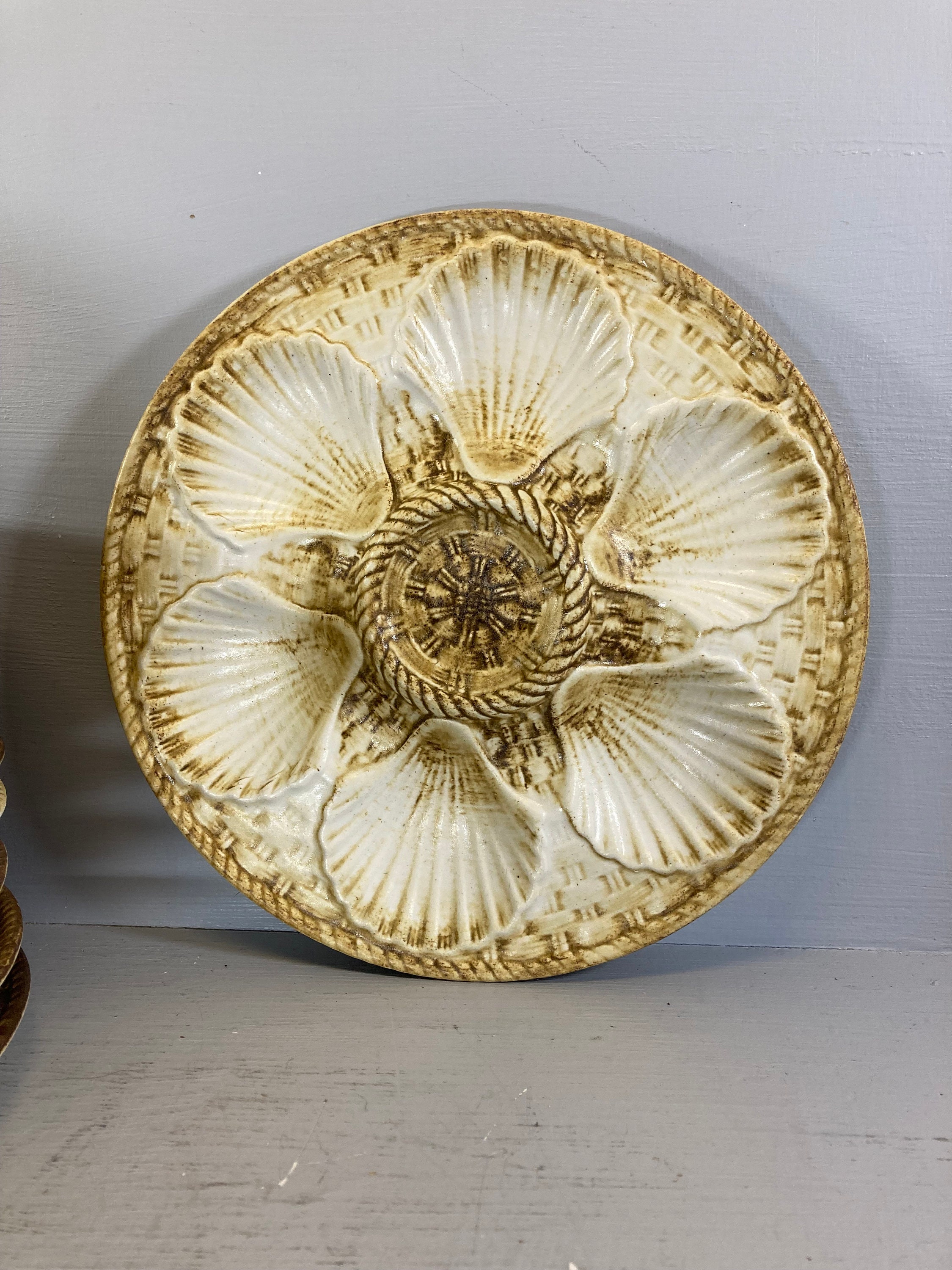 A Français Assiette d'huîtres Longchamp, Assiettes d'huîtres Vintage, à Huitres Barbotine