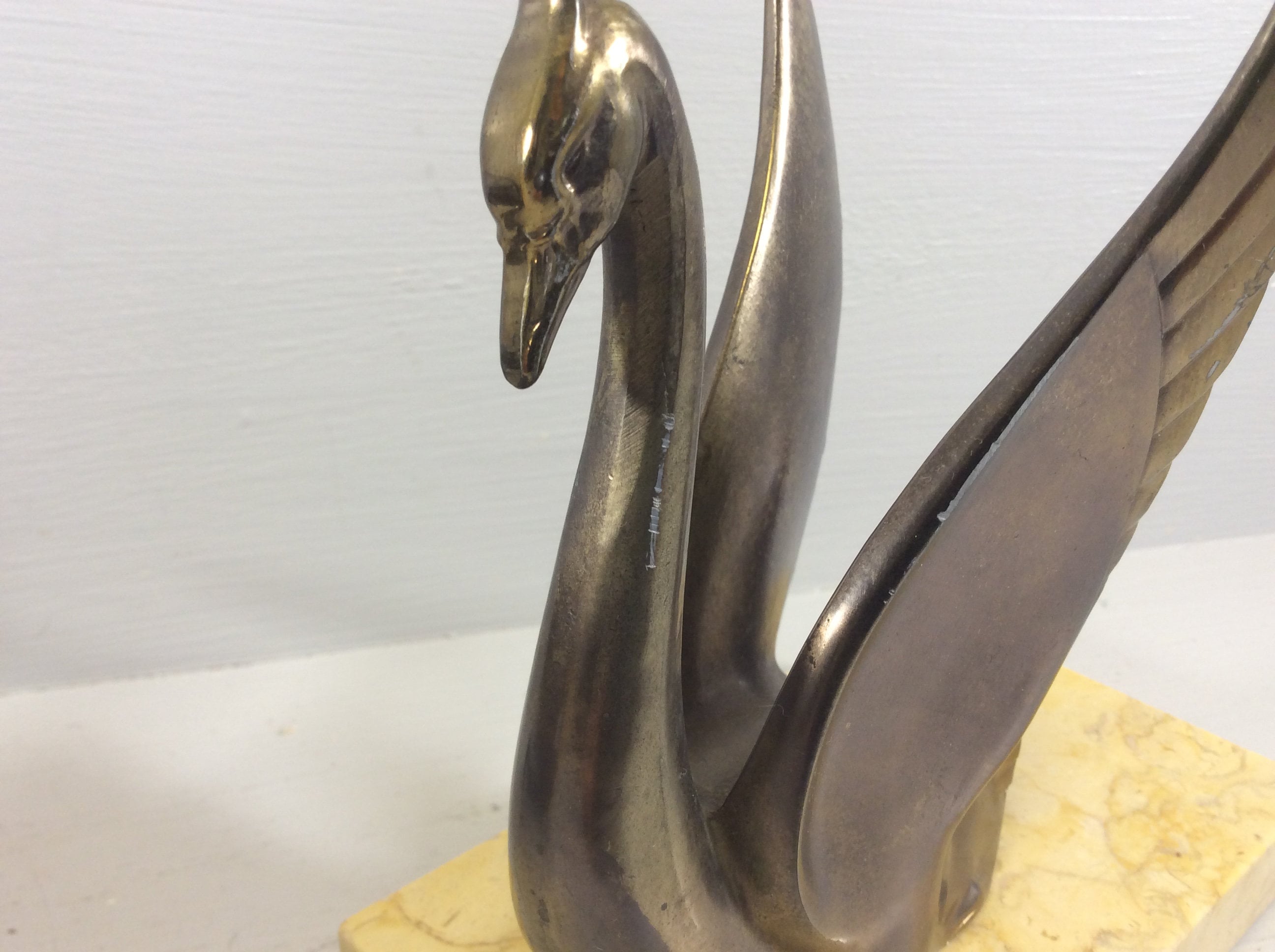 Art Deco Swan Bookends Bronzed Patina Swan Bookends on Marble Etsy