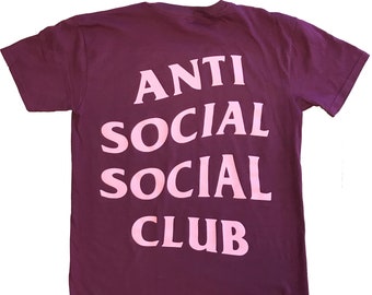 Anti Social Social Club Unisex Burgundy ASSC Unisex T shirt Anti Social Social Club tee shirt
