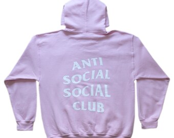 Antisocial Social Club Pink Hoodie ASSC logo Antisocial social club inspired hoodie pink Large size Antisocial Social Club