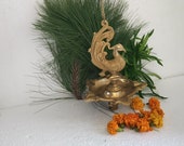 Trinetra Big Bird Oil Diya Lamp Wall Hanging Brass Candle Holder temple puja Decor - 19x19x64