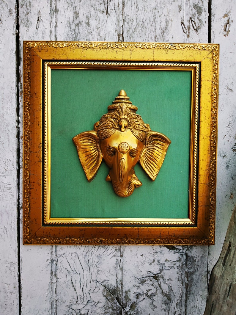 Brass lord ganesh face in frame Etsy