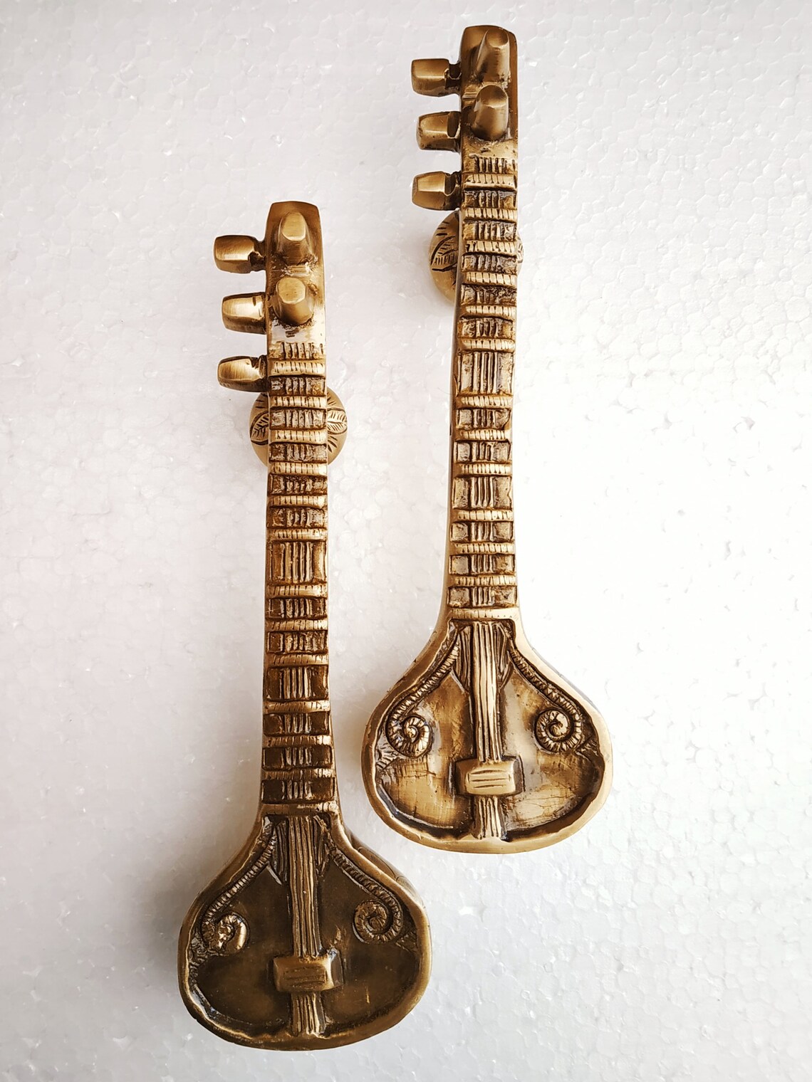 Veena sitar sarod brass door handle pair dimension 8X6X27 Etsy