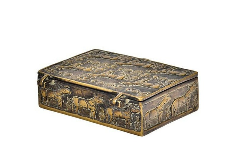 Trinetra superfine brass animal jewelry box.