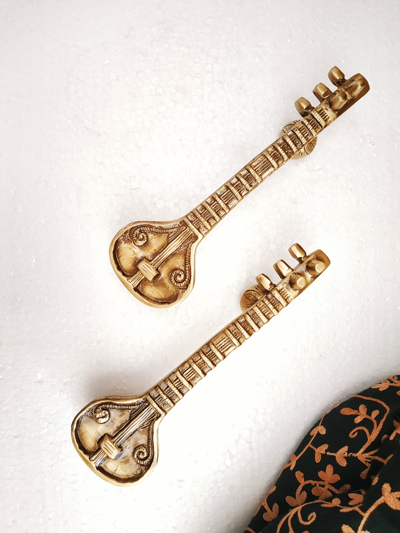 Veena sitar sarod brass door handle pair dimension 8X6X27 Etsy