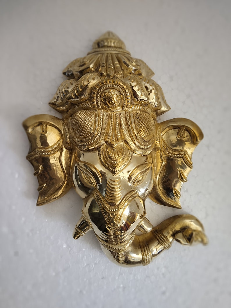 Brass ganesh face mask use as a wall hanging for decoration Etsy