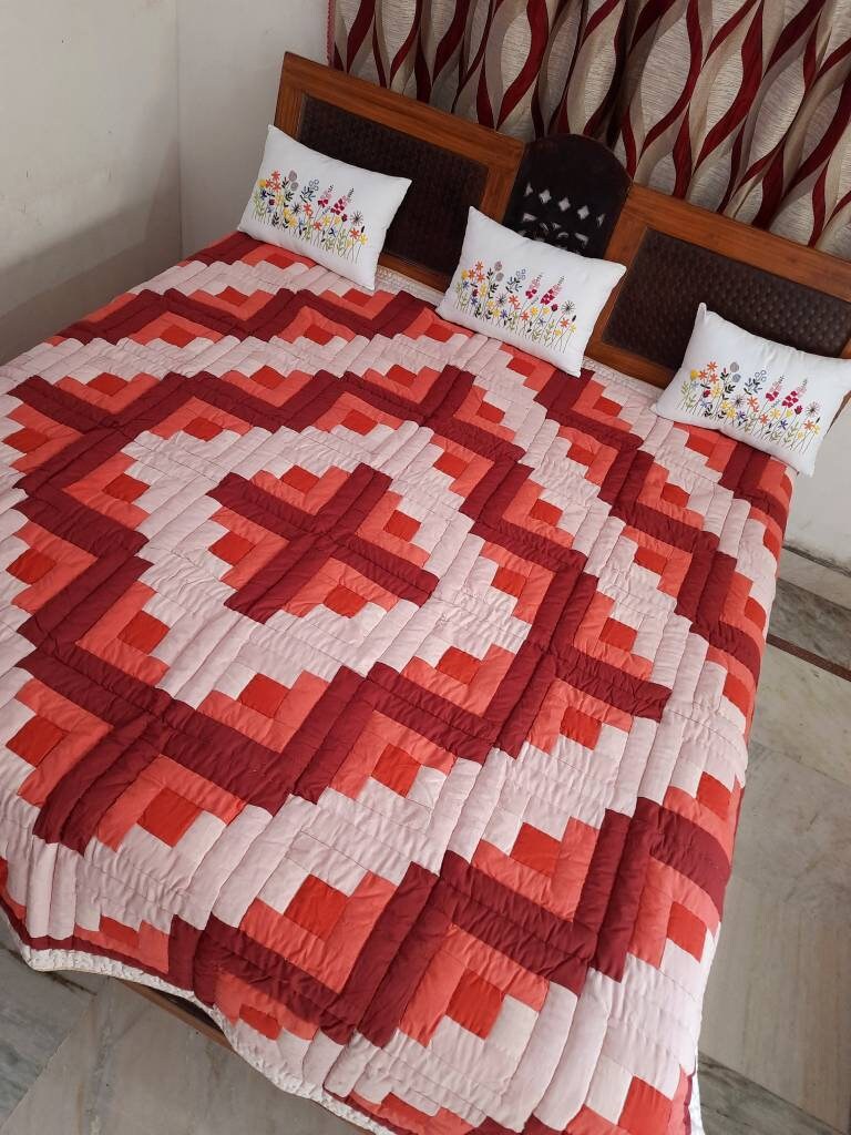 Patch work hand quilted quilt made in India multicolored 90 Etsy