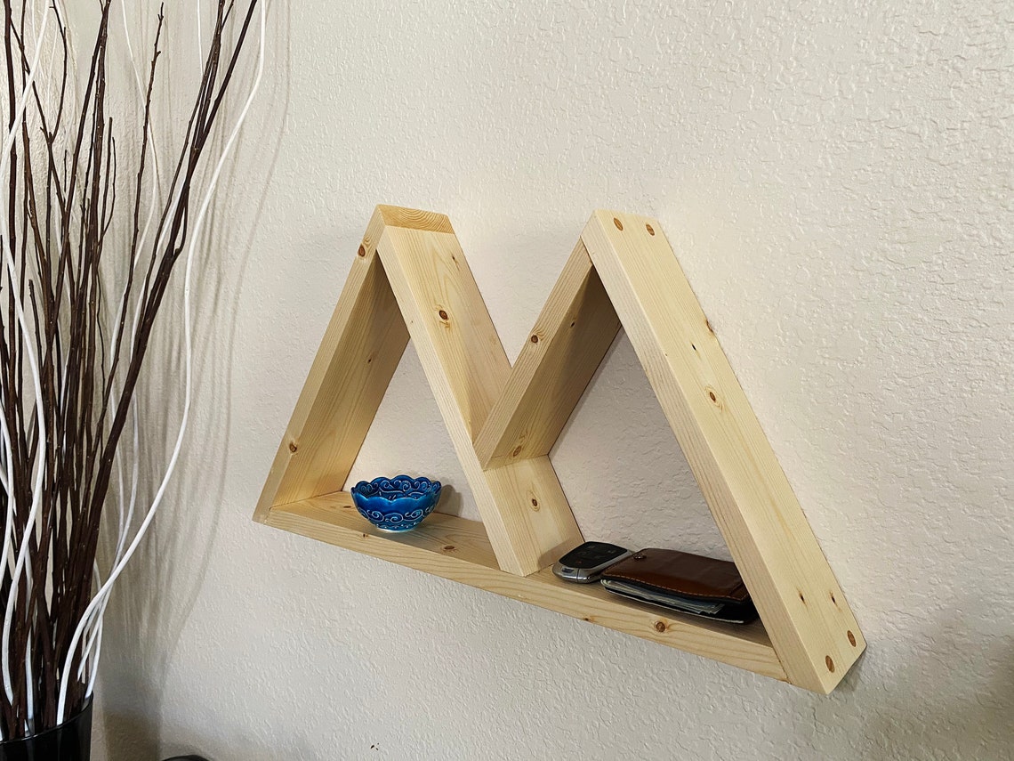 Natural Wooden Mountain Shelf 22 mountain shape shelf Etsy