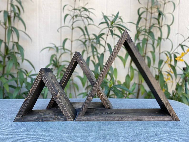 Triangle Shelf Set of 3 Natural Wooden Triangle Shelf Etsy