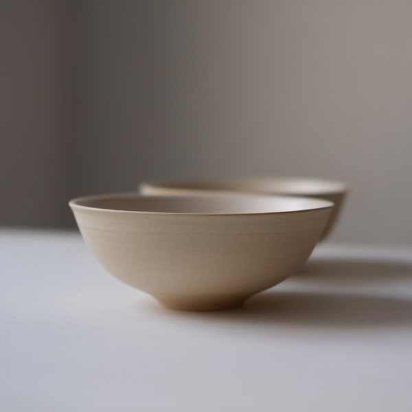 Set of 2 Beige Stoneware Handmade Ceramic Bowl / Set of 2 Soup Bowl / Tableware / Dinnerware