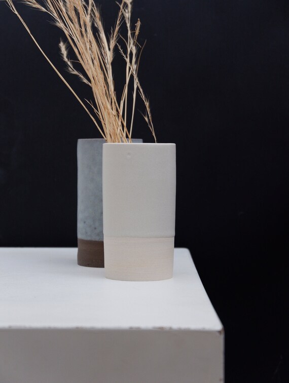 Double Cylinder Vase Set Handmade Ceramic Vase Minimal Etsy