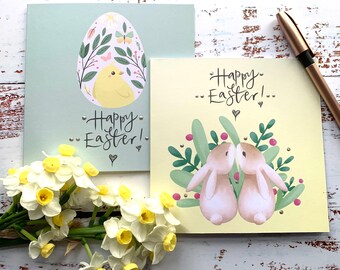 Beautiful handlettered and designed cute Easter cards