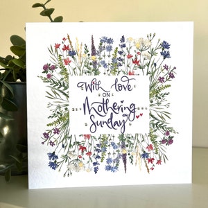 Mothering Sunday Card. Pretty hand lettered and finished floral Mothers Day card. image 1