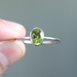 925 Solid Sterling Silver - Natural Peridot Gemstone - Handmade Silver Ring - All Size 3-15