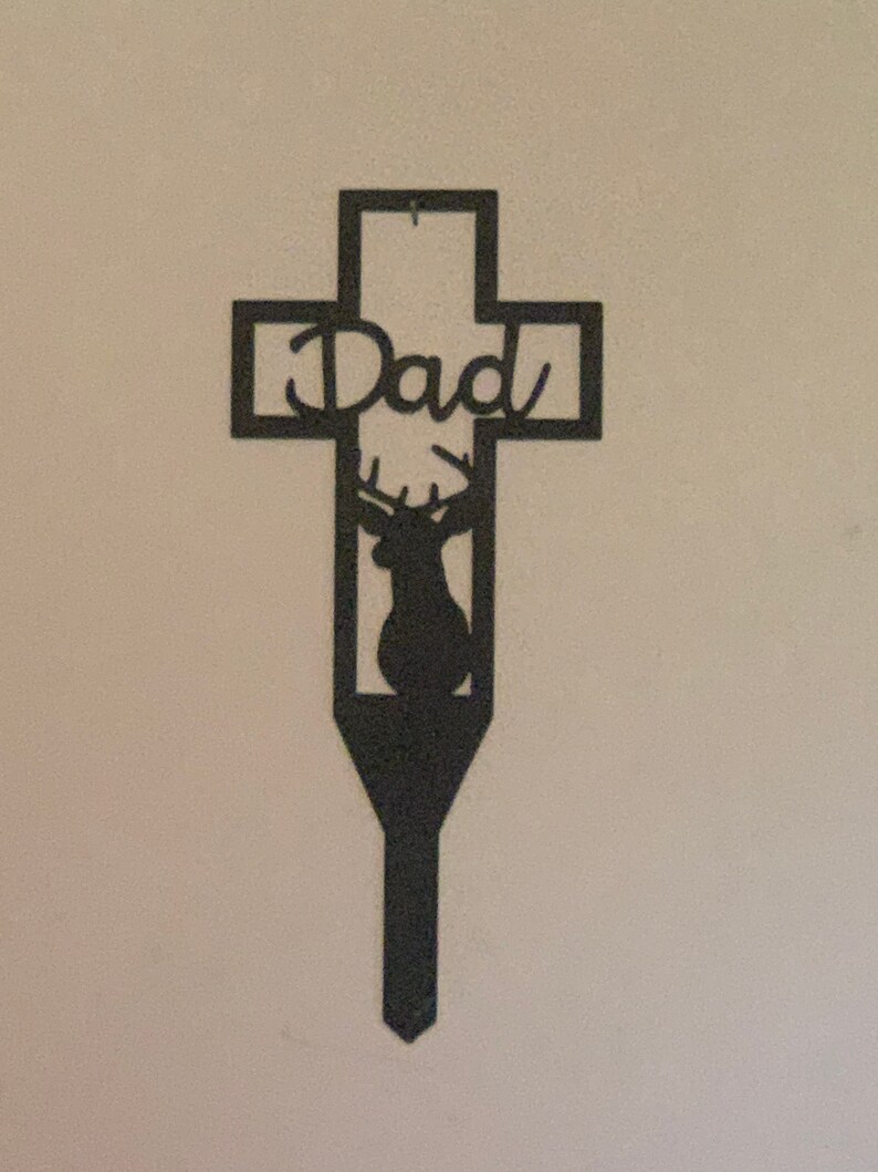 Memorial Cross Stake Metal Grave Marker Hunter in Memory Etsy
