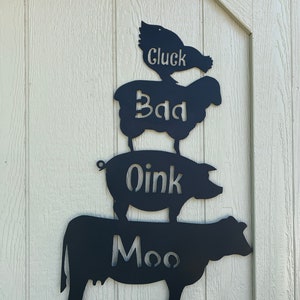 Stacked farm animals with words, sheep cow pig chicken, barn decor, farm decor, outdoor sign metal, barn decor, metal home decor, wall art