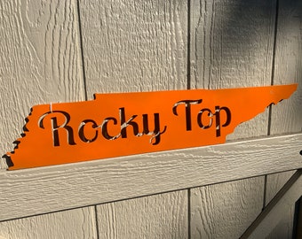 Metal Tennessee State outline; Rocky, outdoor sign metal, graduate gift, graduation gift, alma mater; Christmas gift; front porch decor