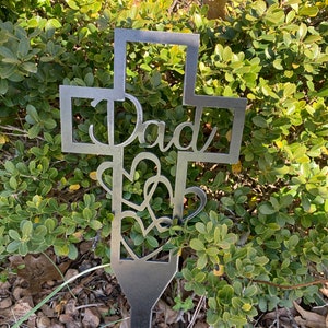 Memorial Cross stake; heart; cemetery stake; metal grave marker; sympathy gift; metal cross; outdoor decor metal; garden stake; in memory of