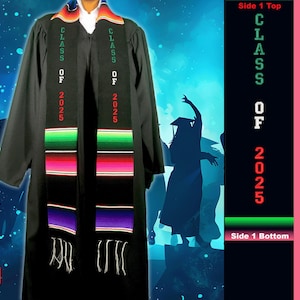Class of 2025 Tri Color Sarape graduation sash school stole scarves wraps (Personalized )