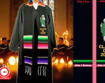Graduation Mexican sash stole class of 2025  gold letters San Judas Mexican american sash graduation gift PERSONALIZED