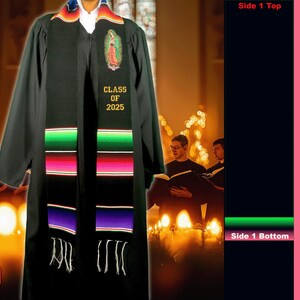 Graduation Mexican sash stole class of 2025  gold letters Virgen de Guapalupe Mexican american sash graduation gift FIRST GENERATION