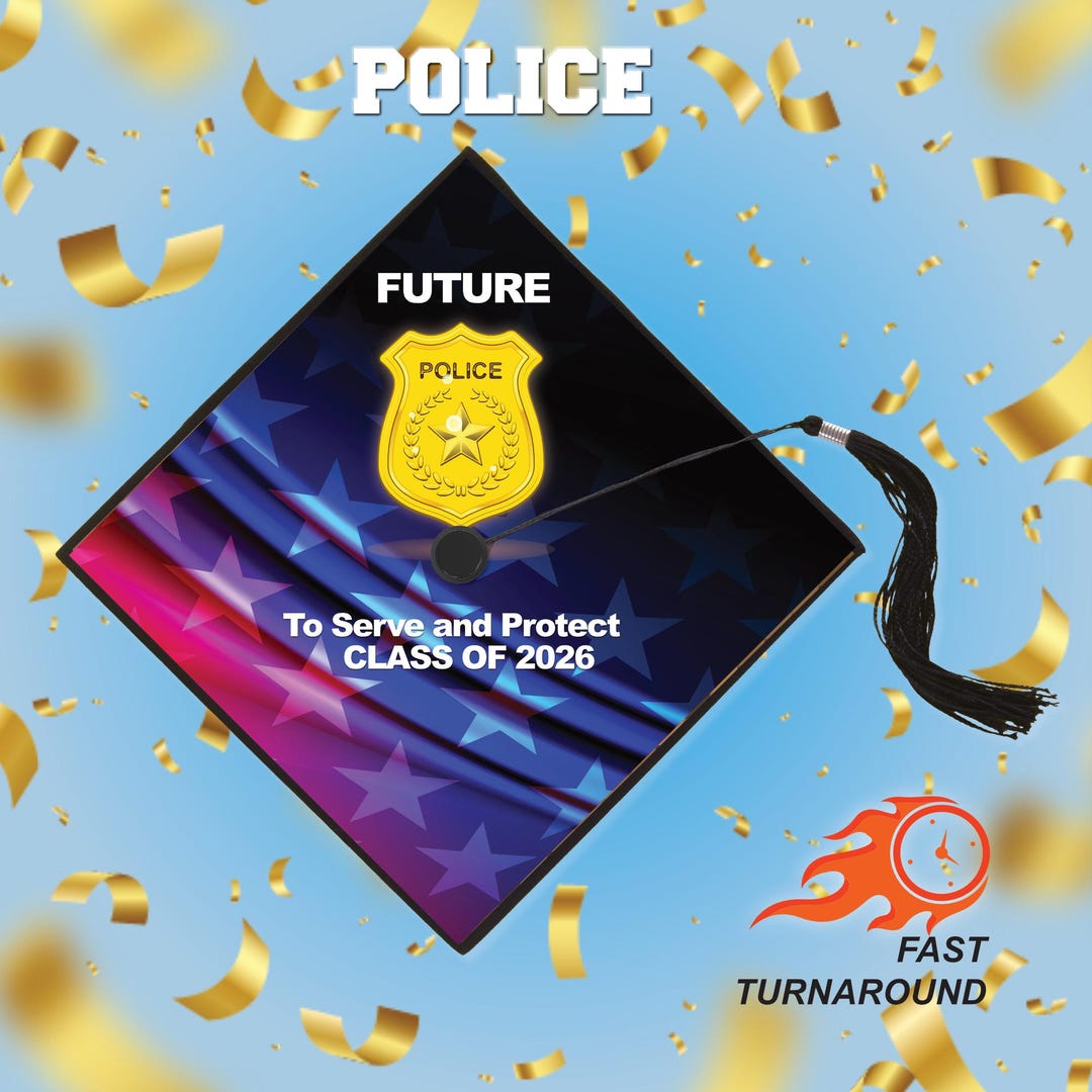 Police Graduation Cap Grad Cap Topper