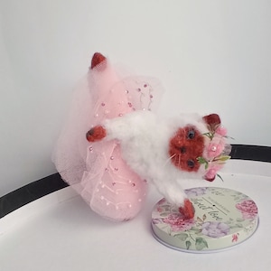 Needle felted Ballerina cat made of wool