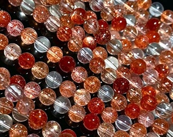 AAAAA Genuine Natural Arusha Golden Sunstone Gemstone Smooth Round Beads 6mm