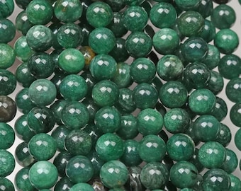 AAA Genuine Natural Green Mica Muscovite in Fuchsite Emerald Gemstone Smooth Round Beads Strand 15"