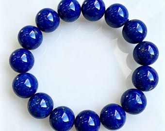 AAA Genuine Natural Lapis Lazuli Beaded Bracelet 12mm 13mm 14mm 15mm