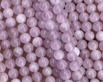 AAA Kunzite Beads: 4-12mm Smooth Round Gemstone, 15" Strand
