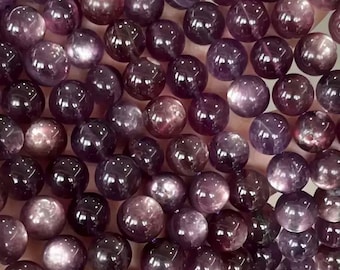 AAA echte natürliche lila Lepidolith Edelstein 8 mm 10 mm 12 mm Hochwertige glatte runde Perlen 1 voller Strang 15 "