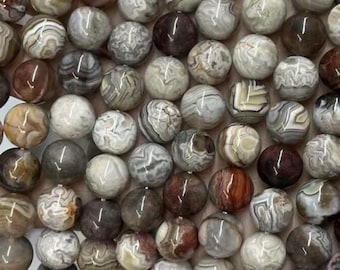 AAA Genuine Natural Mexican Crazy Lace Agate Gemstone Smooth Round Beads 15.5" Strand
