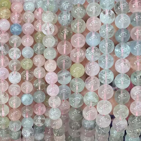 Natural 8mm Pink Morganite Round Loose Beads – 15" AAA Grade, Center-Drilled