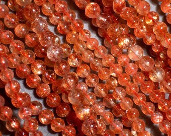 AAAAA Genuine Natural Golden Sunstone Gemstone Smooth Round Beads 4mm 6mm