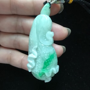 Genuine Jadeite Jade Pendant Necklace,Carved Natural Chinese Cabbage Jadeite Pendant for Wealth Protection | Lucky Charm Gift for Him Or Her