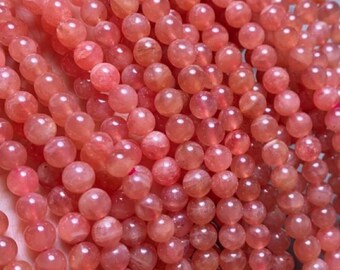 AAAAA Genuine Natural Argentina Rhodochrosite Gemstone Round Beads 5MM (90PCS)
