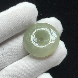 Genuine Jadeite Donut Pendant Necklace: Burmese Jade Wealth Charm