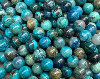 Extremely Rare Natural Blue Chrysocolla Green Malachite 6mm 8mm