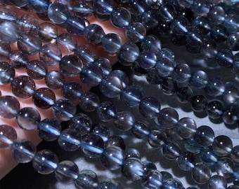 AAA Genuine Natural Starlight Devil Aquamarine Gemstone Smooth Round Beads 6mm