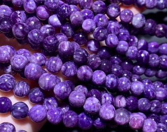 AAAA Genuine Natural Charoite Gemstone Round Beads 6MM (80PCS)