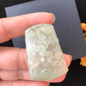 Genuine Jadeite Jade Pendant Necklace,Carved Natural Deer Icy Jadeite Pendant for Wealth Protection | Lucky Charm Gift for Him Or Her翡翠冰种梅花鹿