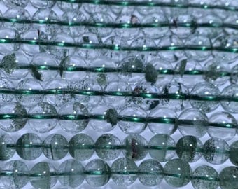 AA Genuine Natural Green Phantom Quartz Crystal Gemstone Round Beads 6MM (90PCS)