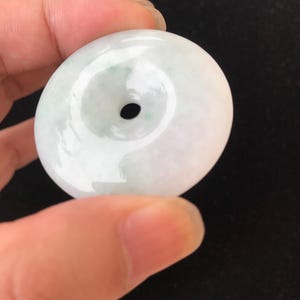 Genuine Jadeite Donut Pendant Necklace: Burmese Jade Wealth Charm