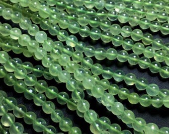 AAA Genuine Natural Prehnite Gemstone Smooth Round Beads 6mm